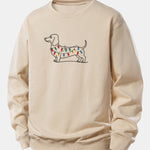 Colorful Light Strip Dog Print Relax Fit Sweatshirt