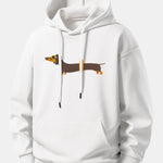 Dachshund With Swimming Ring Print Relax Fit Hoodie