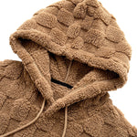 Relax Fit Checkerboard Kangaroo Pocket Teddy Hoodie & Jogger Pants