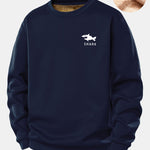 Shark Print Teddy Fleece Lined Sweatshirt