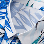 Tropical Leaves Print Button Up Shirt & Man Mid Length Drawstring Swim Shorts