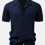 Stripe Button Up Open Knit Shirt