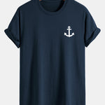 Regular Fit Anchor Print Cotton T-Shirt & Anchor Print Drawstring Swim Shorts