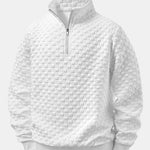 Checkerboard Jacquard Quarter Zip Sweatshirt