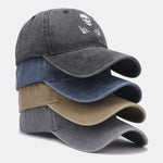 Skull Print Washed Distressed Baseball Cap