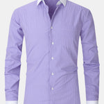 Stripe Contrast Collar Dress Shirt