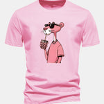 Regular Fit Pink Panther Print Cotton T-Shirt