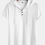 Short Sleeve Henley Hooded T-Shirt