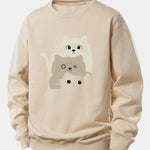 Three Cats Print Relax Fit Sweatshirt