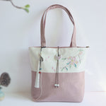Buddha Stones Pear Flower Plum Peach Blossom Bamboo Embroidery Canvas Large Capacity Shoulder Bag Tote Bag