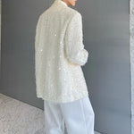 Sequined Lapel Single-button Blazer