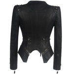 PU Gothic Style Rivet Slim Waist Leather Jacket