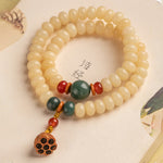 Buddha Stones Bodhi Seed Lotus Pod Charm Peace Double Wrap Bracelet
