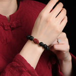 Buddha Stones Chinese Zodiac Natal Buddha Natural Black Obsidian Cinnabar Purification Bracelet (Extra 35% Off | USE CODE: FS35)