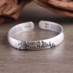 Buddha Stones 999 Sterling Silver Buddha Head Heart Sutra Serenity Bracelet Bangle