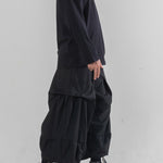Functional Nine-point Pleated Wide-leg Pants