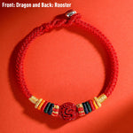 Buddha Stones Year of the Dragon 925 Sterling Silver Chinese Zodiac Cinnabar Auspicious Matches Blessing Bracelet (Extra 35% Off | USE CODE: FS35)