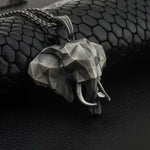 Buddha Stones Elephant Pewter Titanium Steel Strength Necklace Pendant