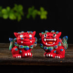 Buddha Stones Small Pair of Lion Fu Foo Dogs Ward Off Evil Protection Home Resin Decoration (Extra 30% Off | USE CODE: FS30)