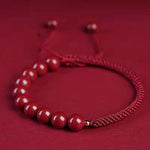 Buddha Stones Natural Cinnabar King Kong Knot Blessing String Bracelet (Extra 35% Off | USE CODE: FS35)