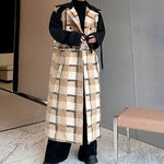 Winter Retro Plaid Patchwork Woolen Coat