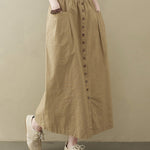 Zeagoo Women's Casual High Waist Flared A-line Skirt Pleated Midi Skirt with Pocket