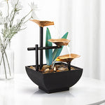 Buddha Stones Three Layers Waterfall Fountain Tabletop Lotus Ornaments With River Rocks Desktop Decoration