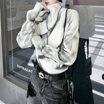 Stand Collar Spray-painted Knitted Sweater