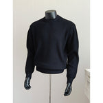 Striped Crew Neck Textured Knit Sweater