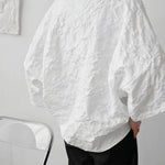 Stand Collar Jacquard Sleeve Top