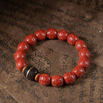 Buddha Stones Natural Cinnabar Ebony Calm Blessing Bracelet