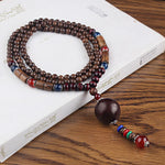 Buddha Stones Tibetan Wenge Wood Bodhi Seed Agate Balance Peace Necklace Pendant (Extra 40% Off | USE CODE: FS40)