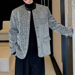 Sequined Padded Shoulder Single-breasted Jacket
