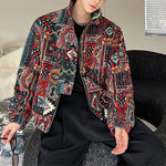 Vintage Jacquard Stand Collar Jacket