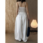 Women's High-waisted Pleated Belted Wide-leg Casual Trousers
