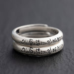 Buddha Stones 990 Sterling Silver Six True Words Om Mani Padme Hum Love Peace Ring (Extra 35% Off | USE CODE: FS35)