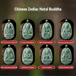 Buddha Stones Chinese Zodiac Natal Buddha Natural Jade Wealth Prosperity Necklace Pendant (Extra 30% Off | USE CODE: FS30)