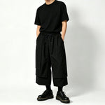 Multi-Panel Elastic-Waist Drapey Wide-Leg Pants