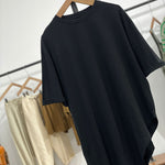 Mid-length Irregular Bevel Hem Cotton T-shirt