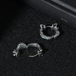 Buddha Stones 925 Sterling Silver Dragon Hoop Pattern Protection Earrings