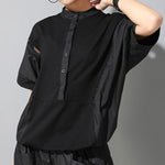 Women's Loose Batwing Sleeve Lace Patchwork Cutout Top