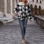 Zeagoo Double Sided Fleece Long Sleeve Plaid Jacket