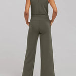 Zeagoo Women's Adjustable Belt Overalls Rompers Sleeveless Wide Leg Jumpsuit