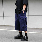 Vintage-style Multiple Pockets Cropped Trousers
