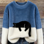 Ana - Jersey Elegante con Diseño de Gato