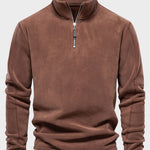 Men's Fleece Stand Collar Half-Zip Long Sleeve Sweatshirt