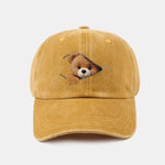 Zipper Bear Pattern Casual Washed Cotton Baseball Cap