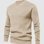 Men's waffle texture solid color casual sweatshirt