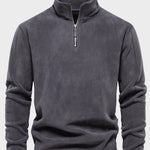 Men's Fleece Stand Collar Half-Zip Long Sleeve Sweatshirt
