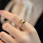 Buddha Stones Natural Tridacna Stone Moon 14K Gold Blessing Ring (Extra 30% Off | USE CODE: FS30)
